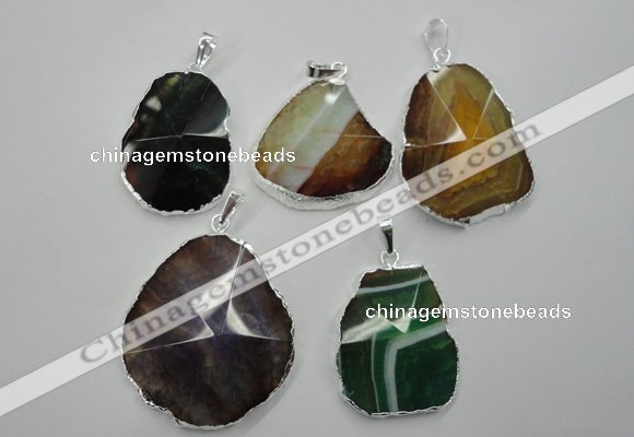 NGP1101 25*35 - 40*50mm freeform druzy agate pendants with brass setting