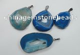 NGP1106 30*40 - 40*55mm freeform druzy agate pendants with brass setting