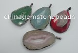 NGP1107 30*40 - 40*55mm freeform druzy agate pendants with brass setting