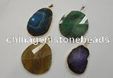 NGP1110 30*40 - 40*50mm freeform druzy agate pendants with brass setting