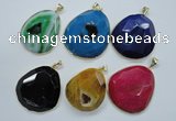 NGP1112 25*30 - 45*55mm freeform druzy agate pendants with brass setting