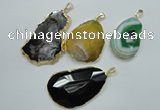 NGP1114 30*40 - 45*65mm freeform druzy agate pendants with brass setting