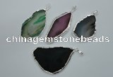 NGP1115 30*40 - 40*65mm freeform druzy agate pendants with brass setting