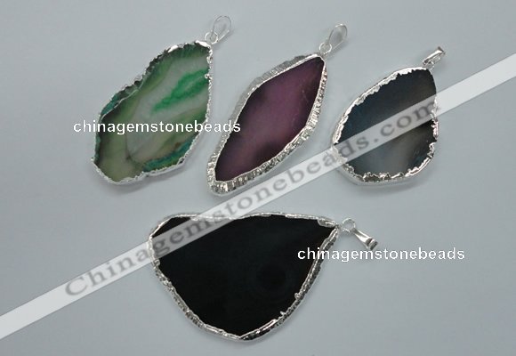 NGP1115 30*40 - 40*65mm freeform druzy agate pendants with brass setting