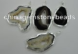 NGP1116 30*45 - 45*55mm freeform druzy agate pendants with brass setting