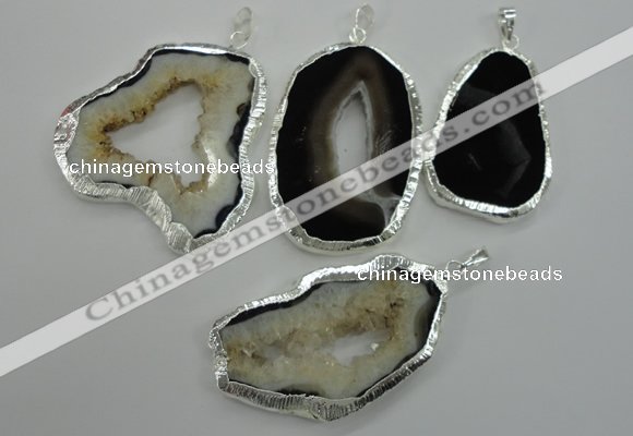 NGP1116 30*45 - 45*55mm freeform druzy agate pendants with brass setting