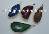 NGP1118 30*45 - 40*60mm freeform druzy agate pendants with brass setting