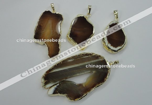 NGP1119 25*40 - 40*60mm freeform druzy agate pendants with brass setting