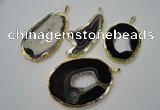 NGP1120 35*50 - 60*70mm freeform druzy agate pendants with brass setting