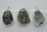 NGP1125 25*40 - 35*45mm freeform druzy agate pendants with brass setting