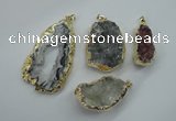 NGP1126 25*30 - 40*50mm freeform druzy agate pendants with brass setting