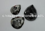 NGP1130 40*45 - 50*55mm faceted teardrop plated druzy agate pendants