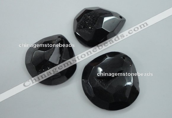 NGP1131 40*45 - 50*55mm faceted teardrop plated druzy agate pendants