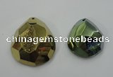 NGP1132 40*45 - 50*55mm faceted teardrop plated druzy agate pendants