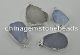 NGP1135 25*35mm - 40*45mm freeform druzy agate pendants with brass setting