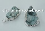 NGP1136 25*35mm - 40*45mm freeform druzy agate pendants with brass setting