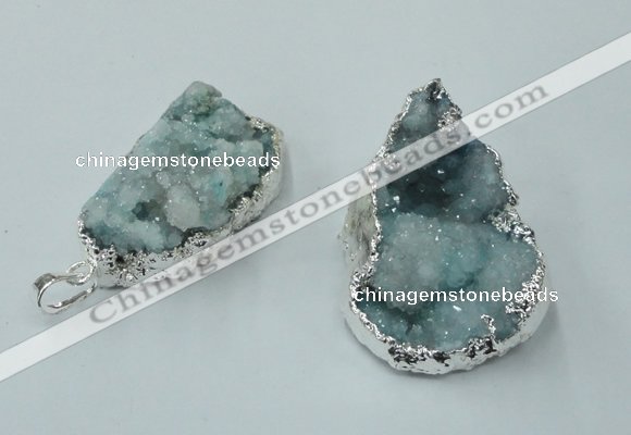 NGP1136 25*35mm - 40*45mm freeform druzy agate pendants with brass setting