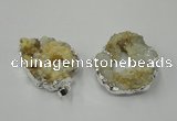 NGP1138 25*35mm - 40*45mm freeform druzy agate pendants with brass setting