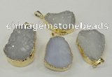 NGP1140 25*35mm - 40*45mm freeform druzy agate pendants with brass setting