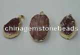 NGP1141 25*35mm - 40*45mm freeform druzy agate pendants with brass setting