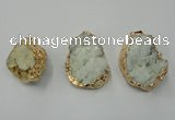 NGP1142 25*35mm - 40*45mm freeform druzy agate pendants with brass setting