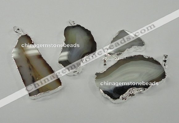 NGP1145 25*35mm - 40*60mm freeform agate pendants with brass setting