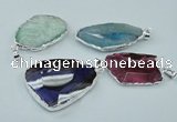 NGP1148 25*35mm - 35*45mm freeform druzy agate pendants with brass setting