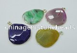 NGP1149 40*50mm - 50*55mm freeform druzy agate pendants with brass setting