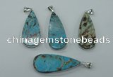 NGP1157 20*40mm - 25*50mm freeform ocean agate pendants with brass setting