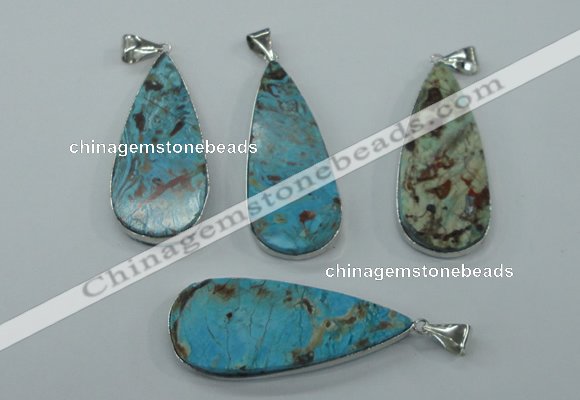 NGP1157 20*40mm - 25*50mm freeform ocean agate pendants with brass setting