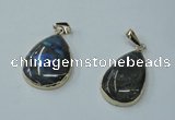 NGP1158 20*30mm - 25*35mm freeform labradorite pendants with brass setting