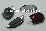 NGP1159 35*50mm - 50*70mm freeform agate pendants with brass setting