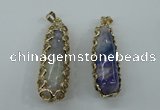 NGP1160 18*60mm - 20*65mm freeform agate pendants with brass setting