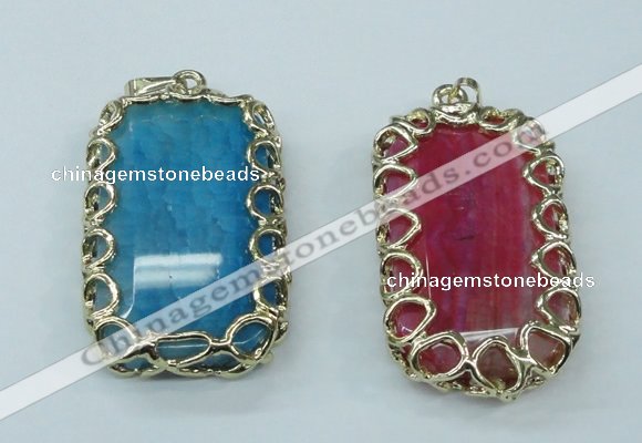 NGP1161 35*60mm freeform agate pendants with brass setting