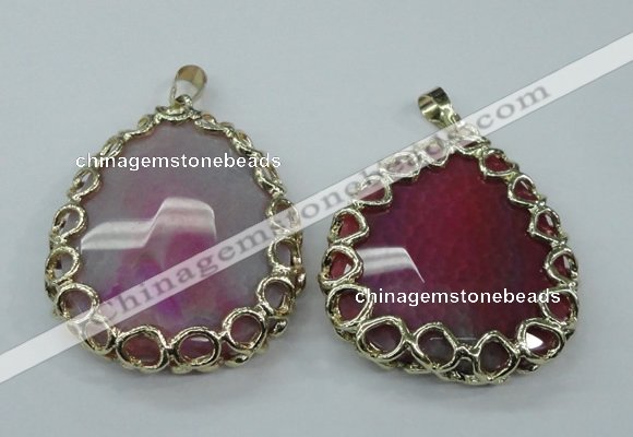 NGP1162 50*55mm - 52*60mm freeform agate pendants with brass setting