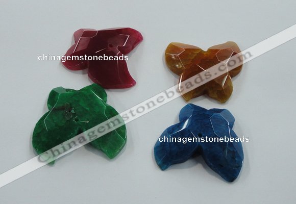 NGP1218 45*48mm carved butterfly agate gemstone pendants wholesale