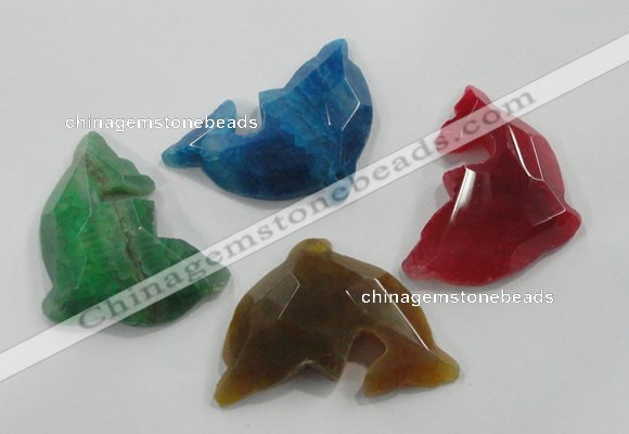 NGP1219 35*55mm carved fish agate gemstone pendants wholesale