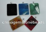 NGP1280 43*52mm rectangle agate pendants with brass setting