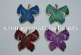 NGP1281 45*48mm butterfly agate pendants with brass setting