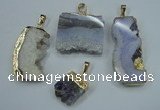 NGP1285 20*25mm – 35*45mm freeform druzy agate pendants with brass setting