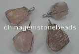 NGP1292 18*30mm – 25*35mm nuggets rose quartz pendants