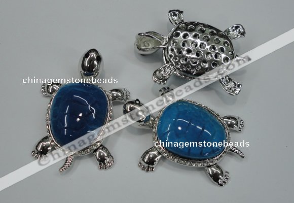 NGP1298 43*60mm tortoise agate pendants with crystal pave alloy settings