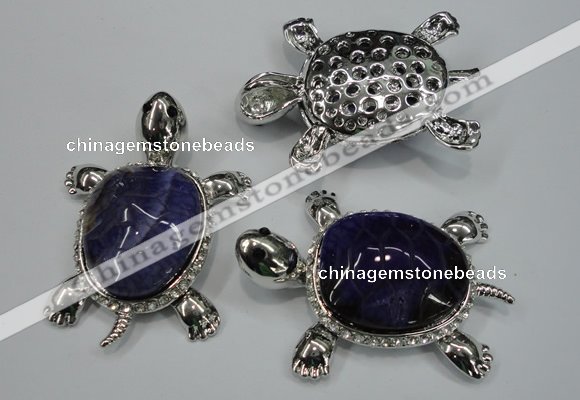 NGP1299 43*60mm tortoise agate pendants with crystal pave alloy settings