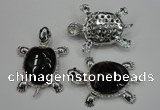 NGP1300 43*60mm tortoise agate pendants with crystal pave alloy settings