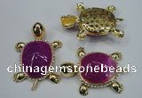 NGP1303 43*60mm tortoise agate pendants with crystal pave alloy settings