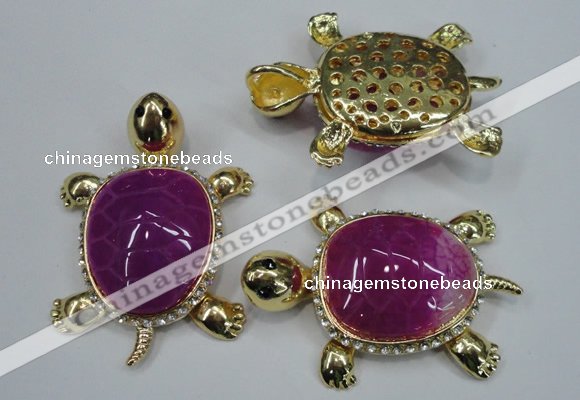 NGP1303 43*60mm tortoise agate pendants with crystal pave alloy settings