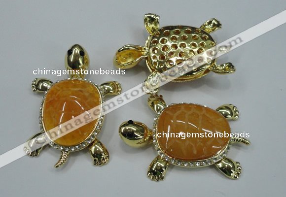 NGP1304 43*60mm tortoise agate pendants with crystal pave alloy settings