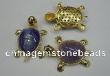 NGP1305 43*60mm tortoise agate pendants with crystal pave alloy settings