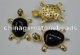 NGP1308 43*60mm tortoise agate pendants with crystal pave alloy settings