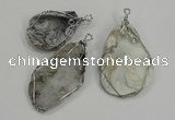 NGP1314 30*40mm - 40*60mm freeform agate pendants with brass setting